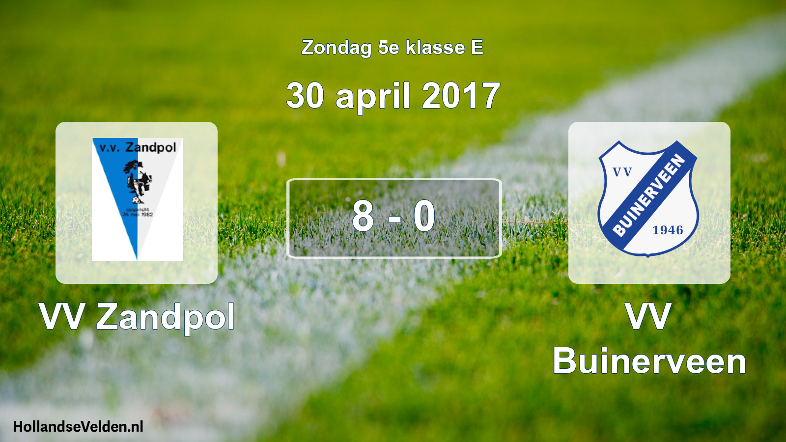 Total number of matches played: VV Zandpol - VV Buinerveen 8 - 0 (30 April 2017)