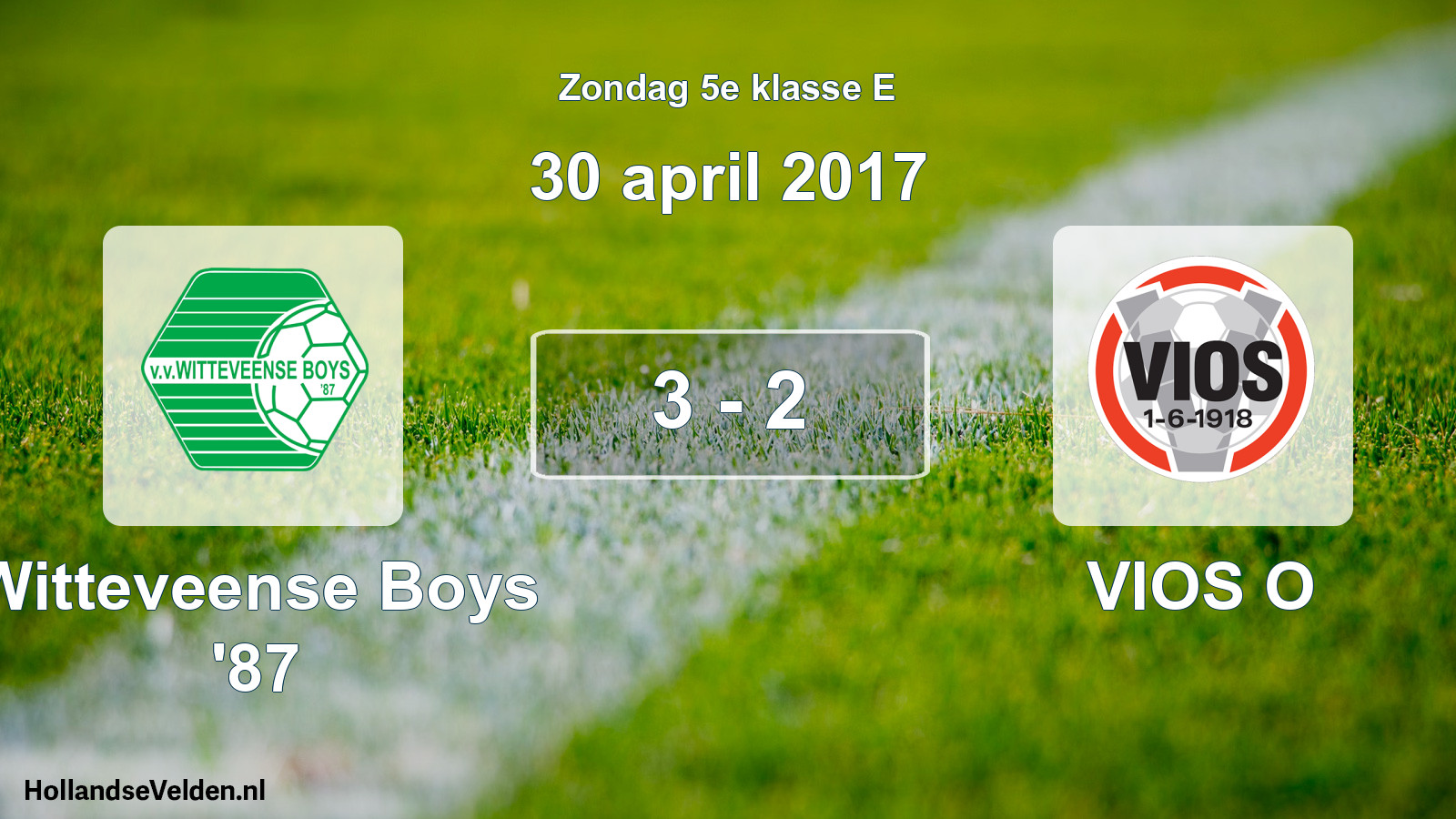 Total number of matches played: Witteveense Boys '87 - VIOS O 3 - 2 (30 April 2017)