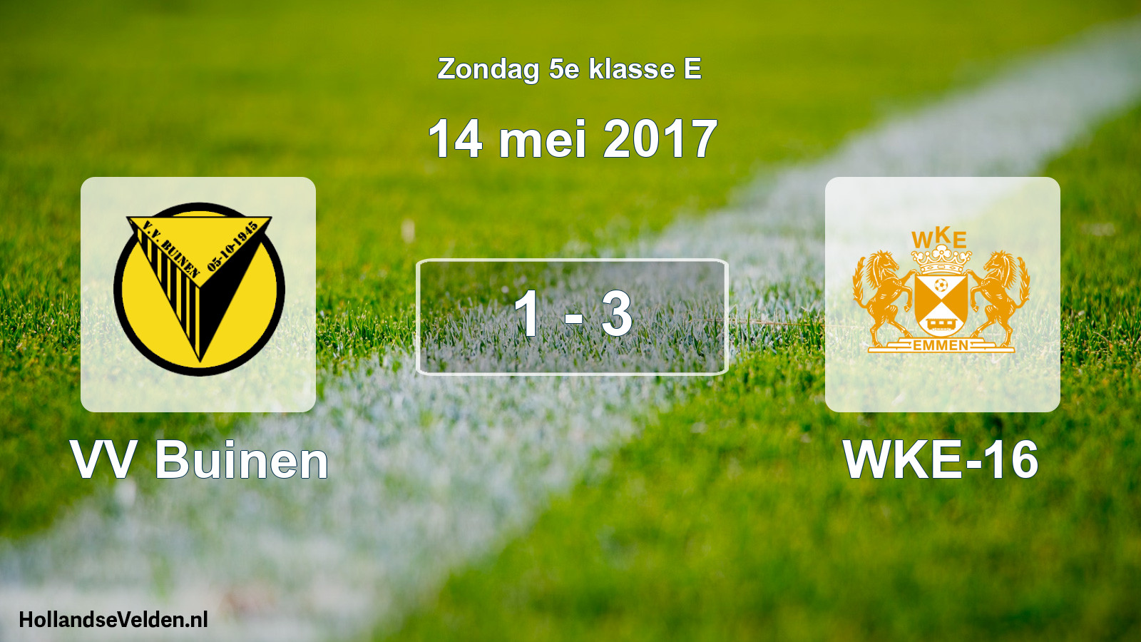 Total number of matches played: VV Buinen - WKE-16 1 - 3 (14 May 2017)