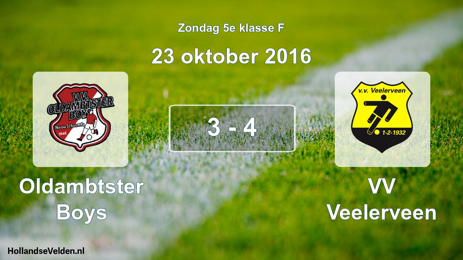 Total number of matches played: Oldambtster Boys - VV Veelerveen 3 - 4 (23 October 2016)