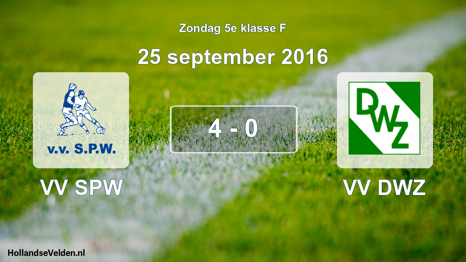 Total number of matches played: VV SPW - VV DWZ 4 - 0 (25 September 2016)