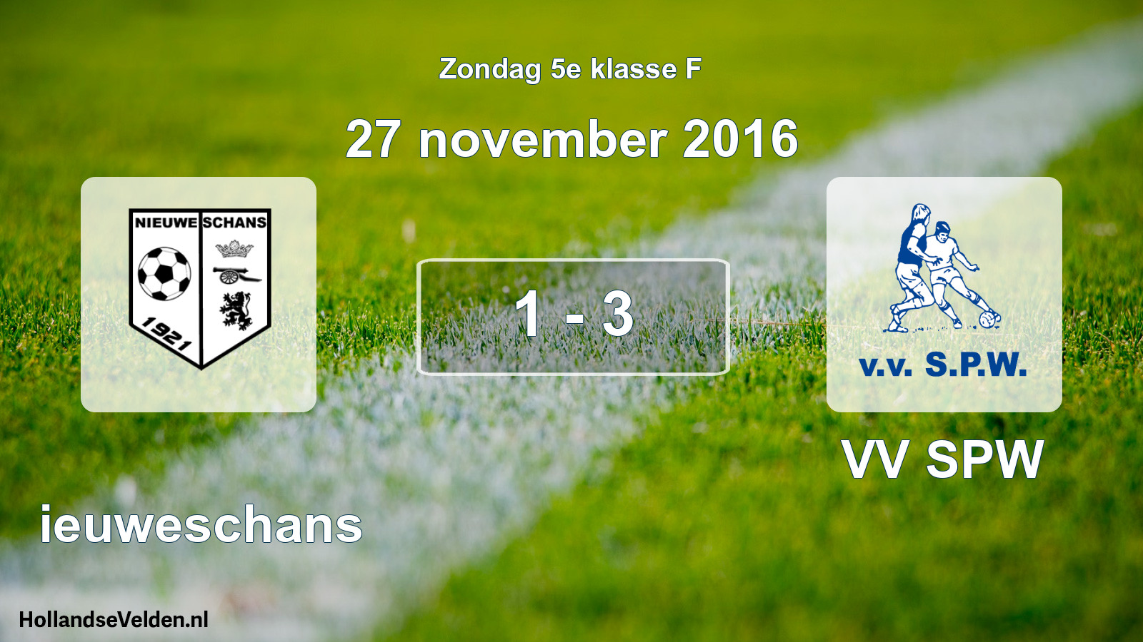 Total number of matches played: Nieuweschans - VV SPW 1 - 3 (27 November 2016)
