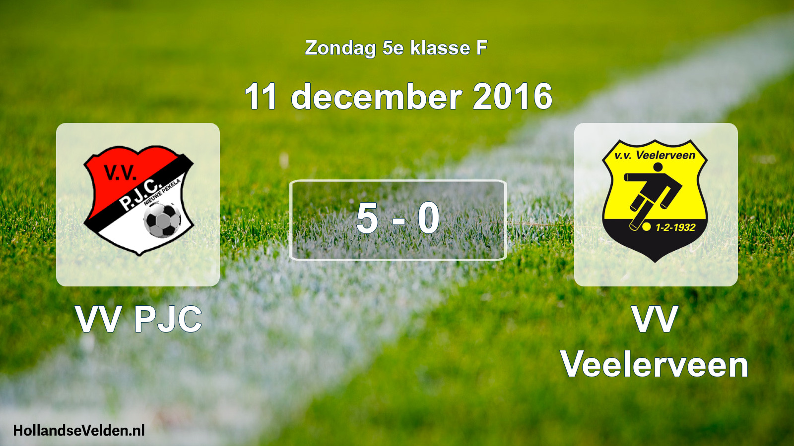 Total number of matches played: VV PJC - VV Veelerveen 5 - 0 (11 December 2016)
