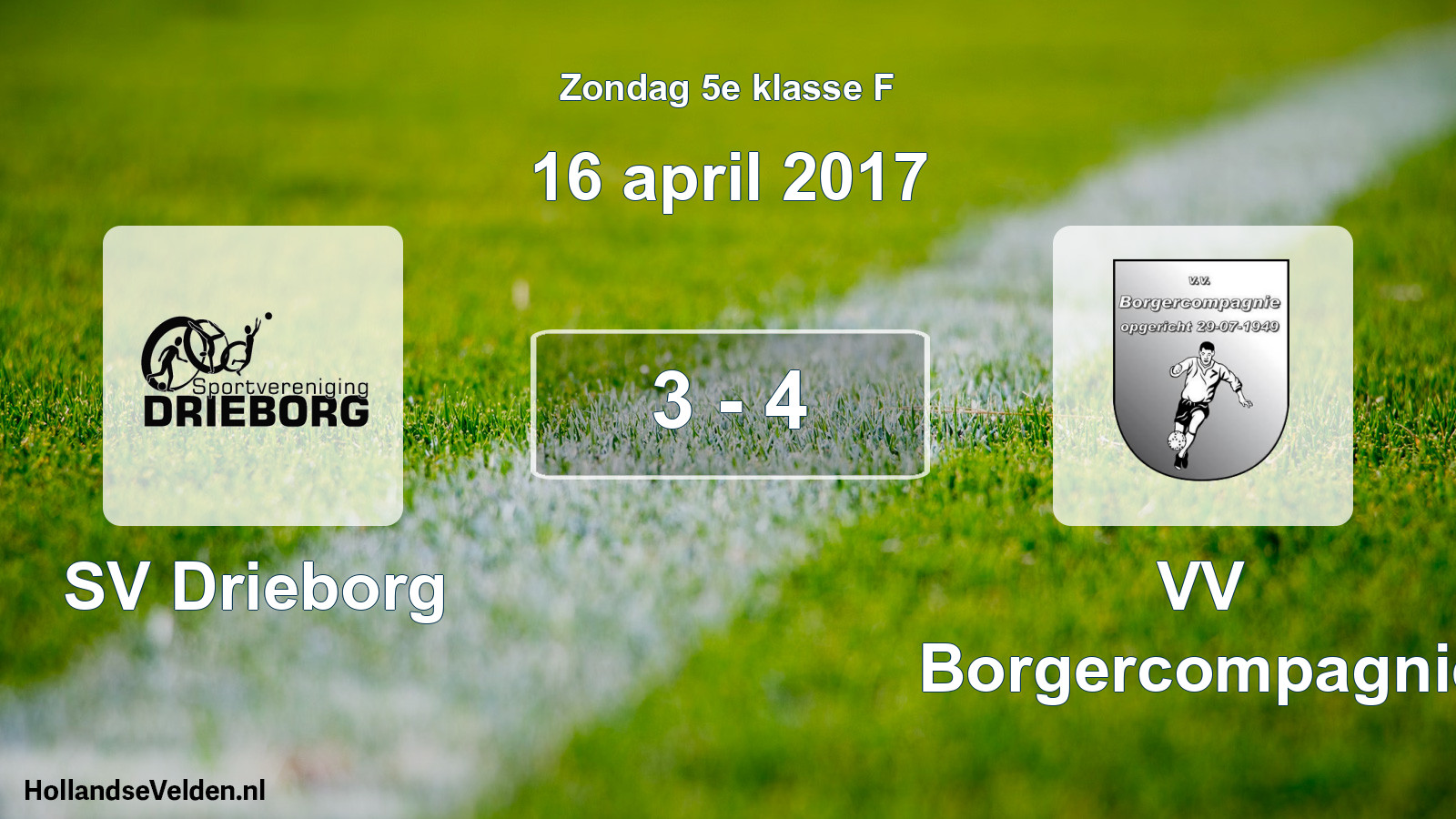 Total number of matches played: SV Drieborg - VV Borgercompagnie 3 - 4 (16 April 2017)