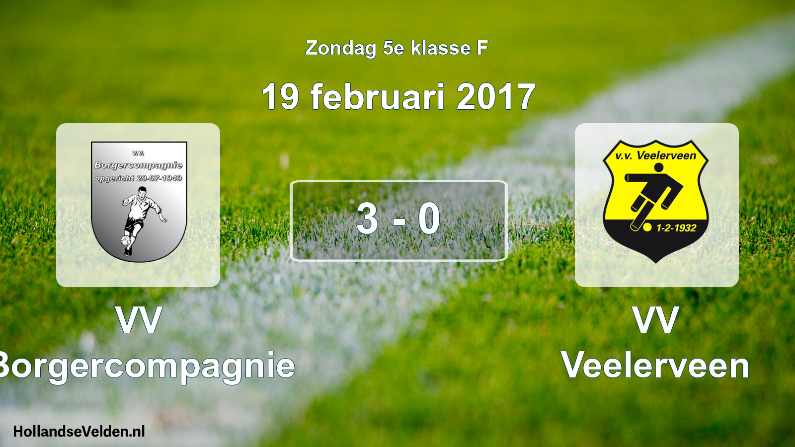 Total number of matches played: VV Borgercompagnie - VV Veelerveen 3 - 0 (19 February 2017)
