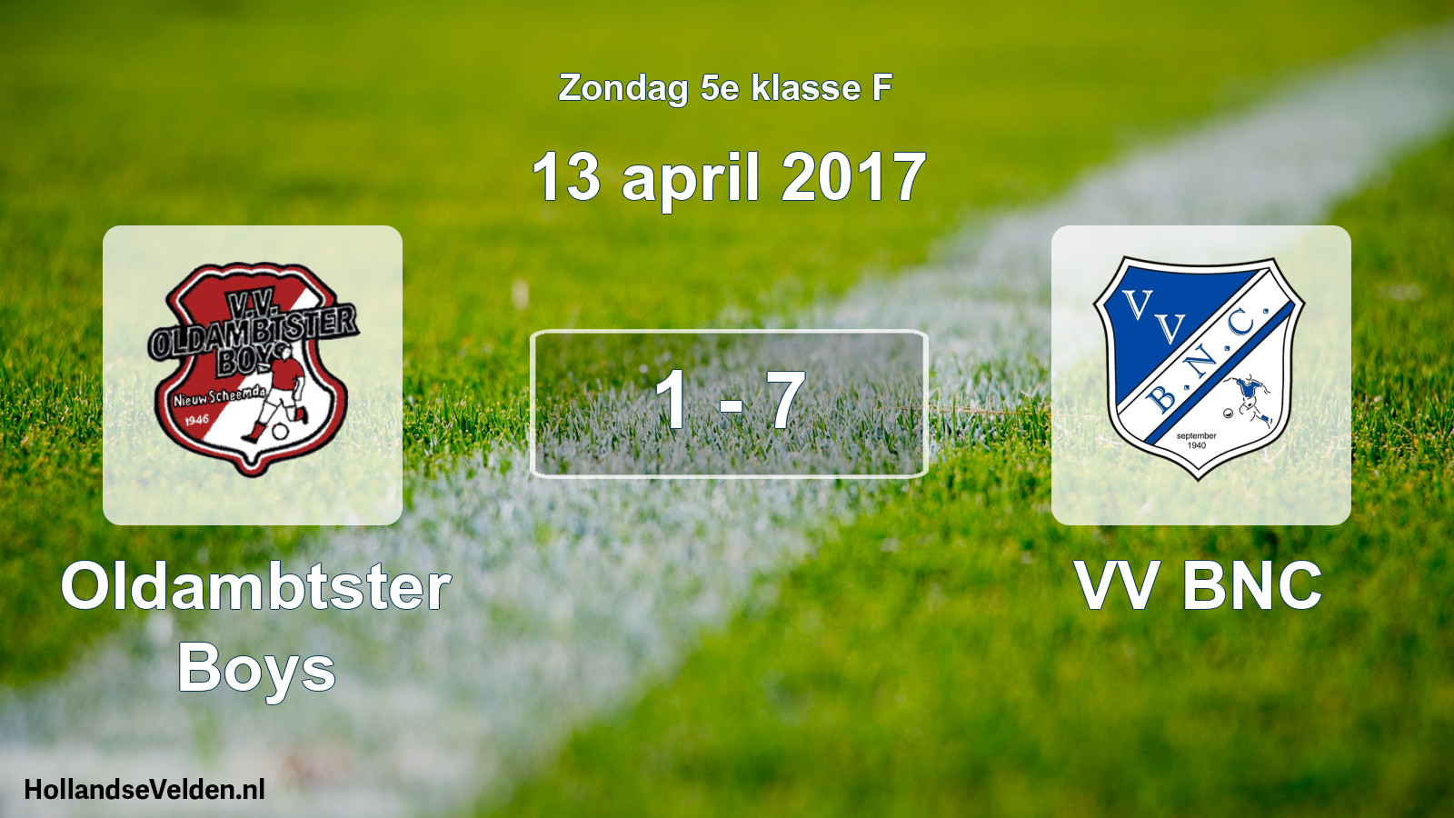 Total number of matches played: Oldambtster Boys - VV BNC 1 - 7 (13 April 2017)