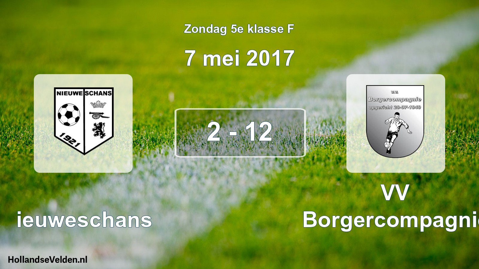 Total number of matches played: Nieuweschans - VV Borgercompagnie 2 - 12 (7 May 2017)