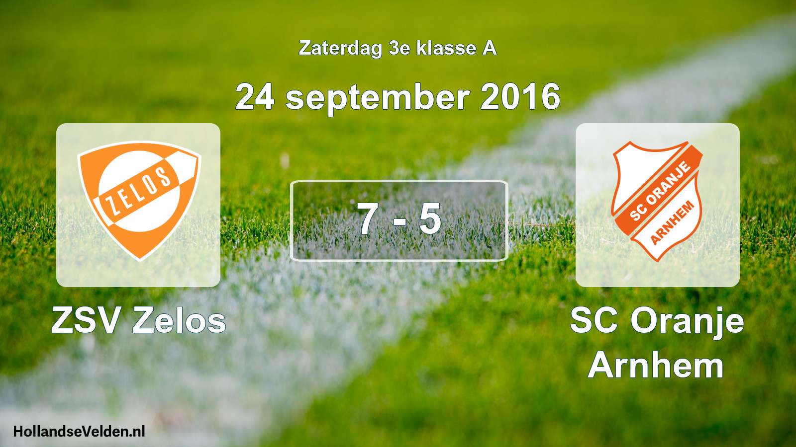 Total number of matches played: ZSV Zelos - SC Oranje Arnhem 7 - 5 (24 September 2016)