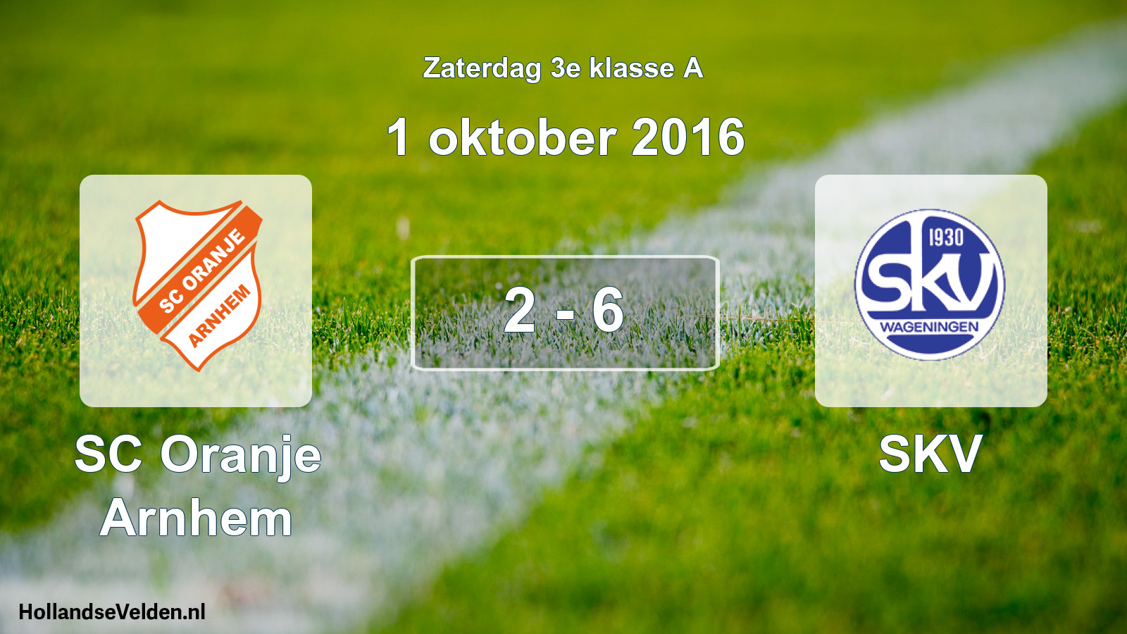 Total number of matches played: SC Oranje Arnhem - SKV 2 - 6 (1 October 2016)