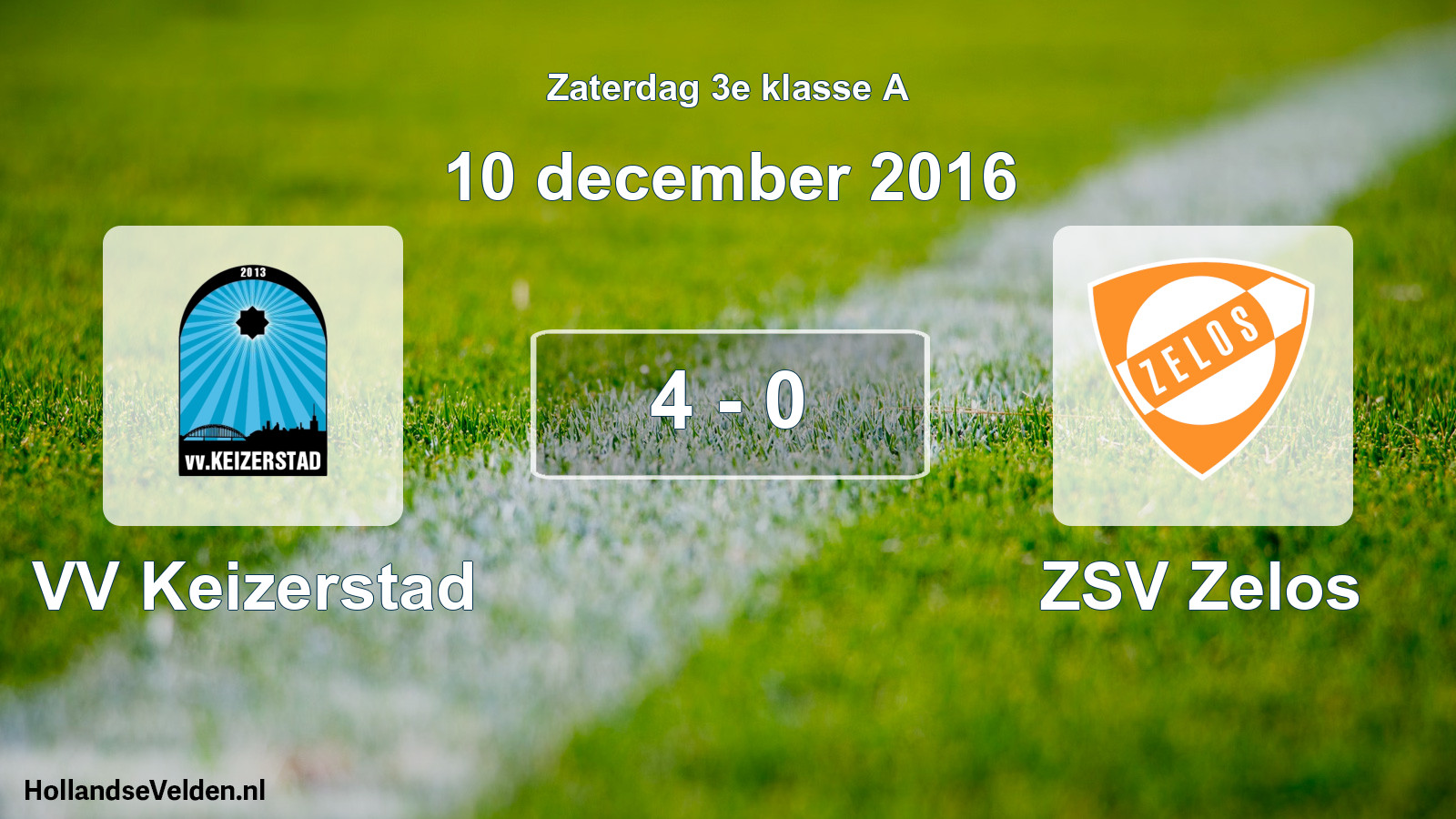 Total number of matches played: VV Keizerstad - ZSV Zelos 4 - 0 (10 December 2016)