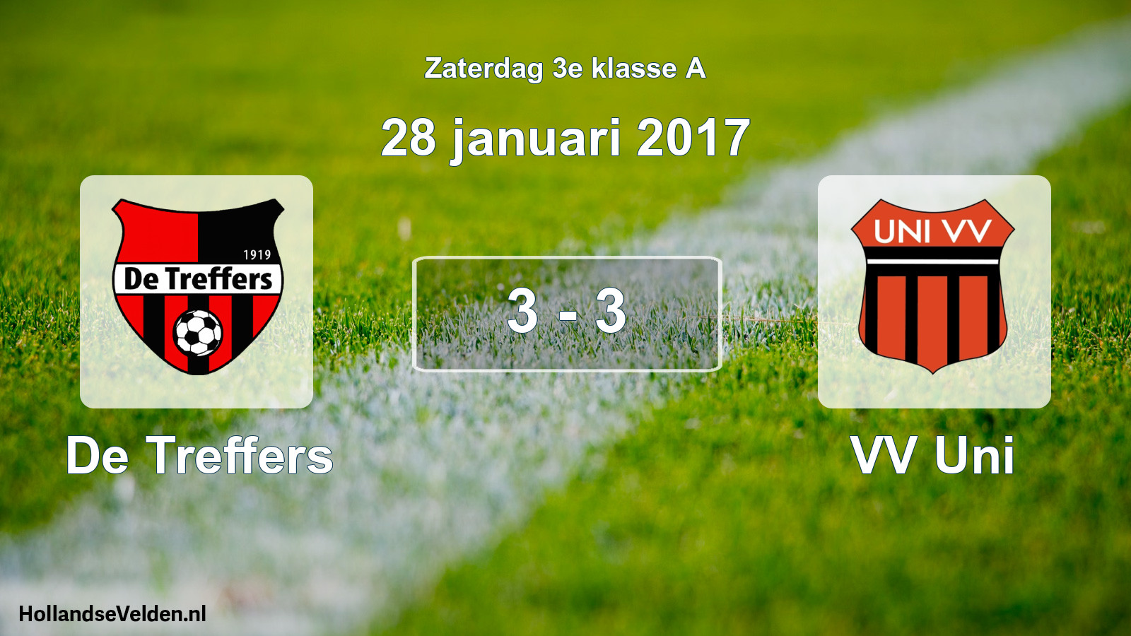 Total number of matches played: De Treffers - VV Uni 3 - 3 (28 January 2017)