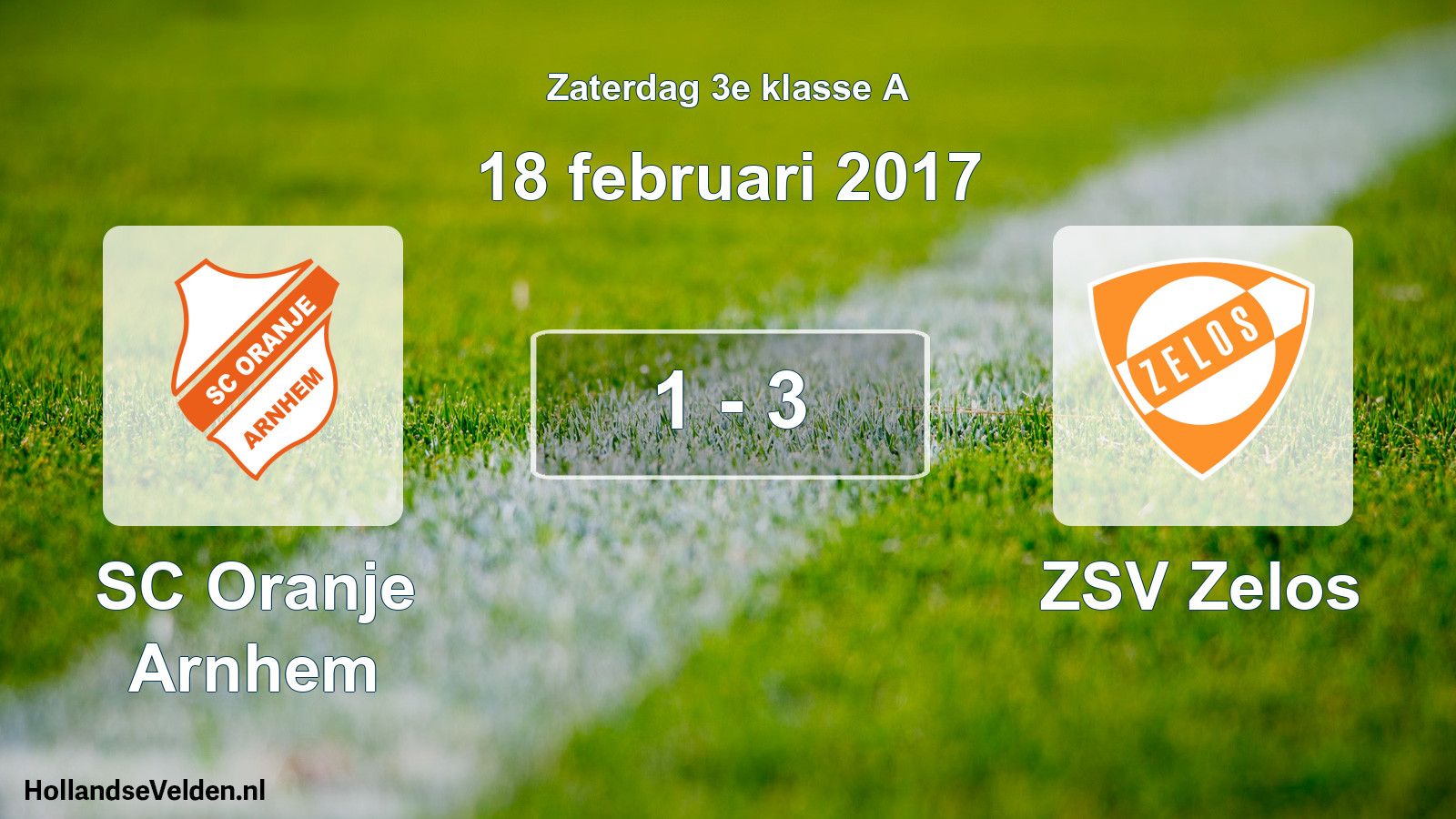 Total number of matches played: SC Oranje Arnhem - ZSV Zelos 1 - 3 (18 February 2017)