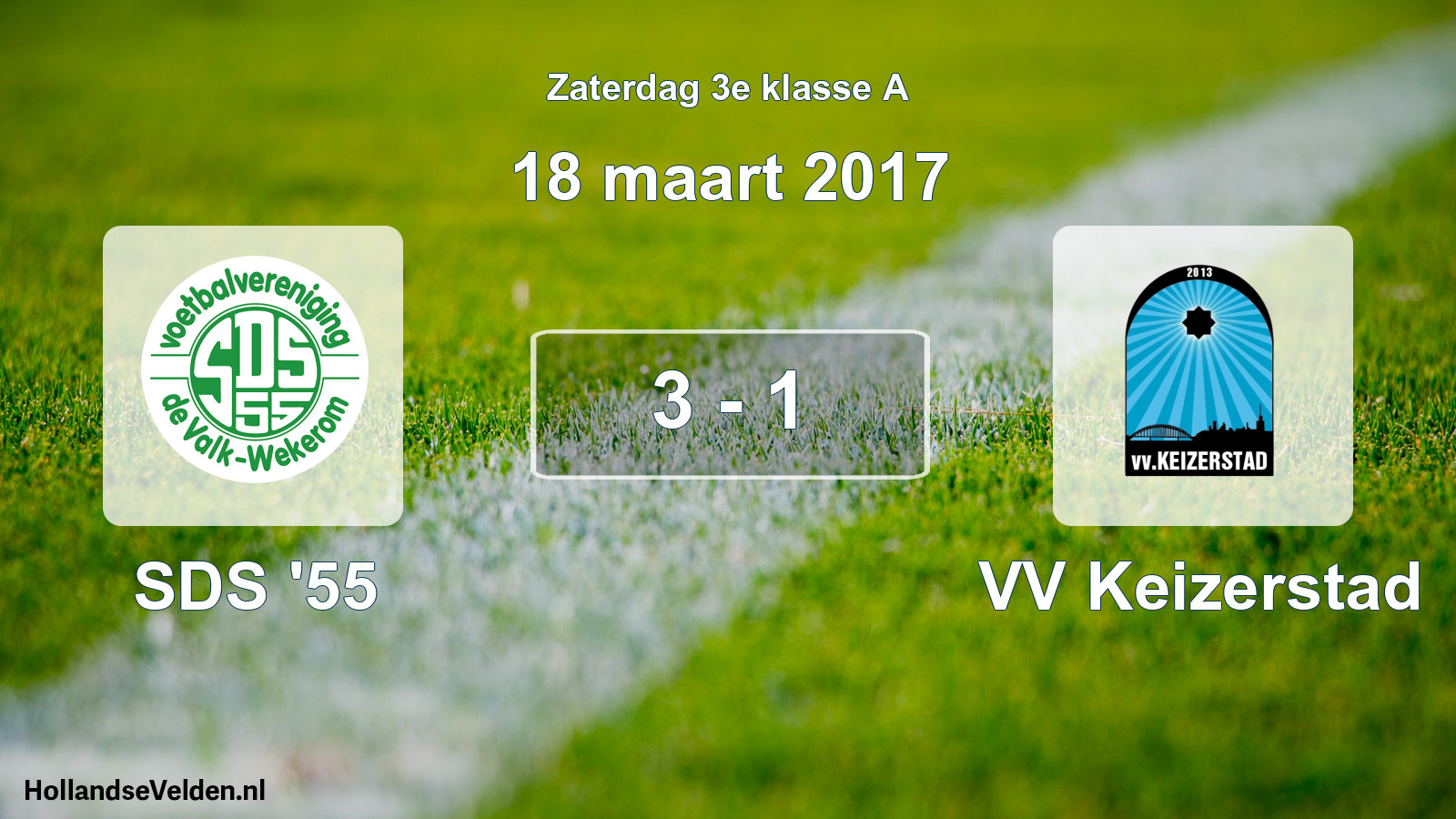 Total number of matches played: SDS '55 - VV Keizerstad 3 - 1 (18 March 2017)