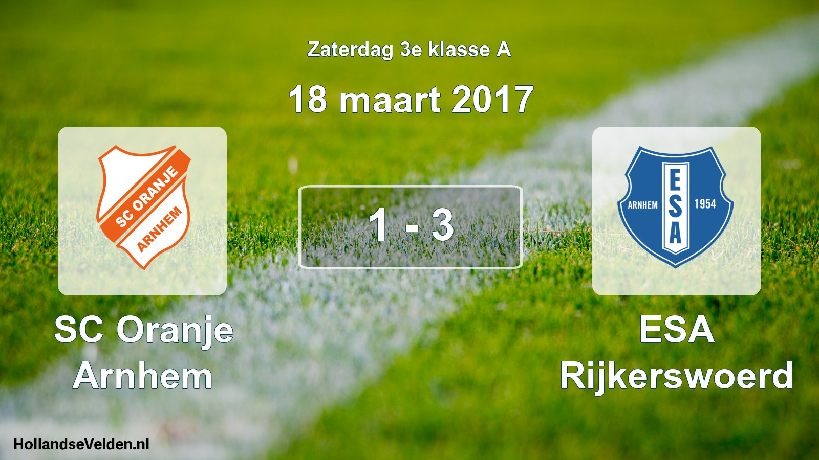 Total number of matches played: SC Oranje Arnhem - ESA Rijkerswoerd 1 - 3 (18 March 2017)