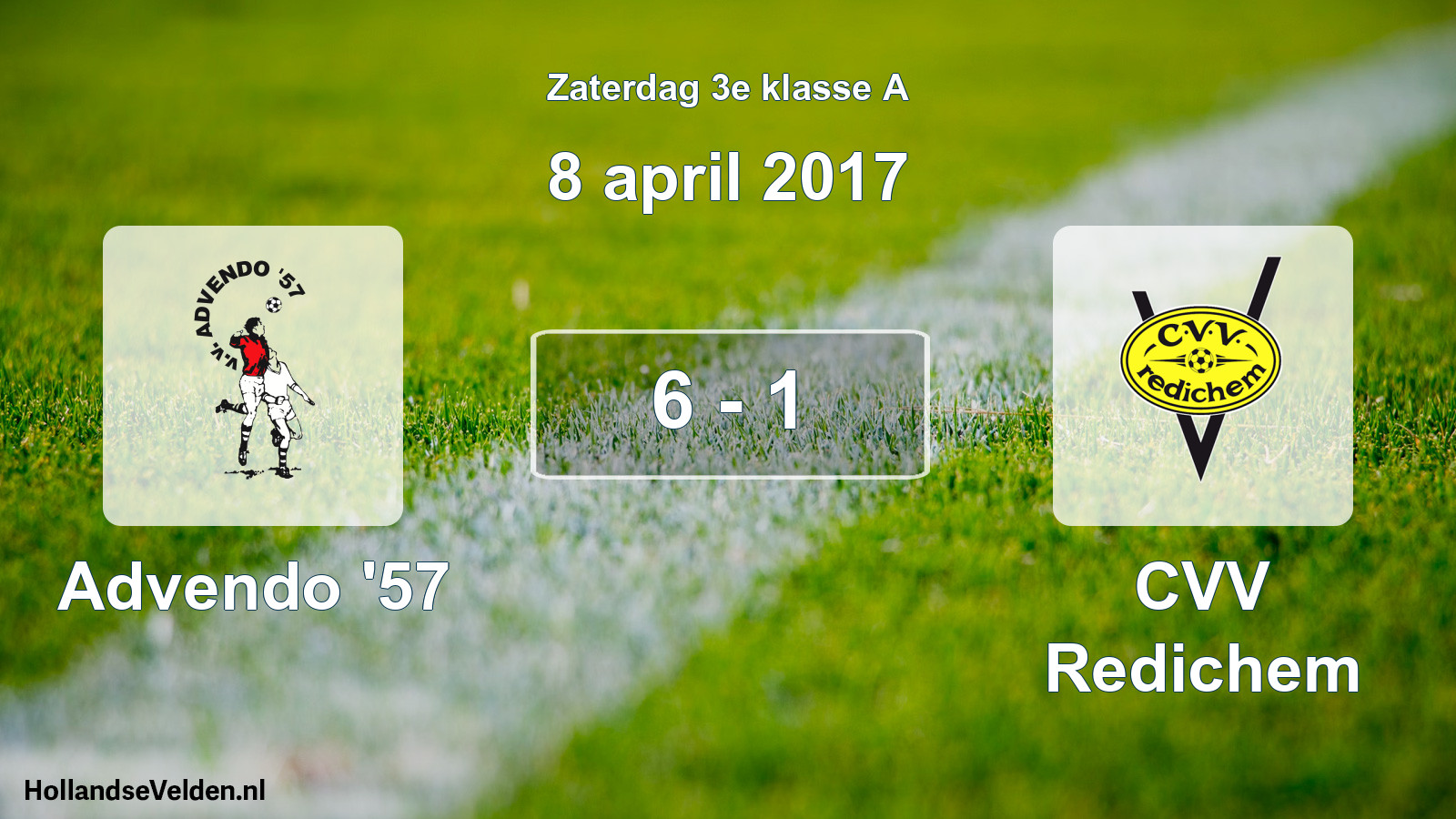 Total number of matches played: Advendo '57 - CVV Redichem 6 - 1 (8 April 2017)
