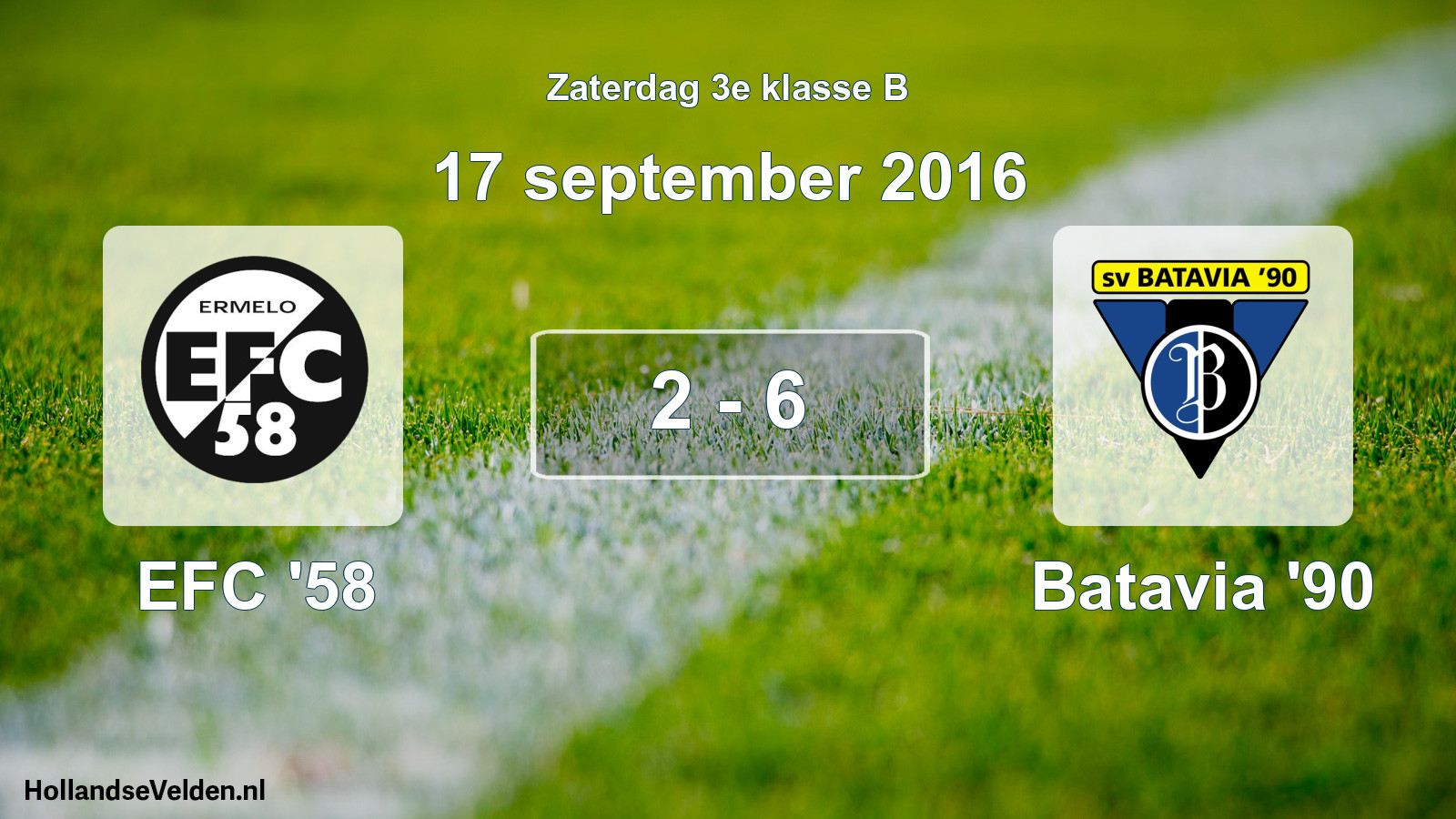Total number of matches played: EFC '58 - Batavia '90 2 - 6 (17 September 2016)