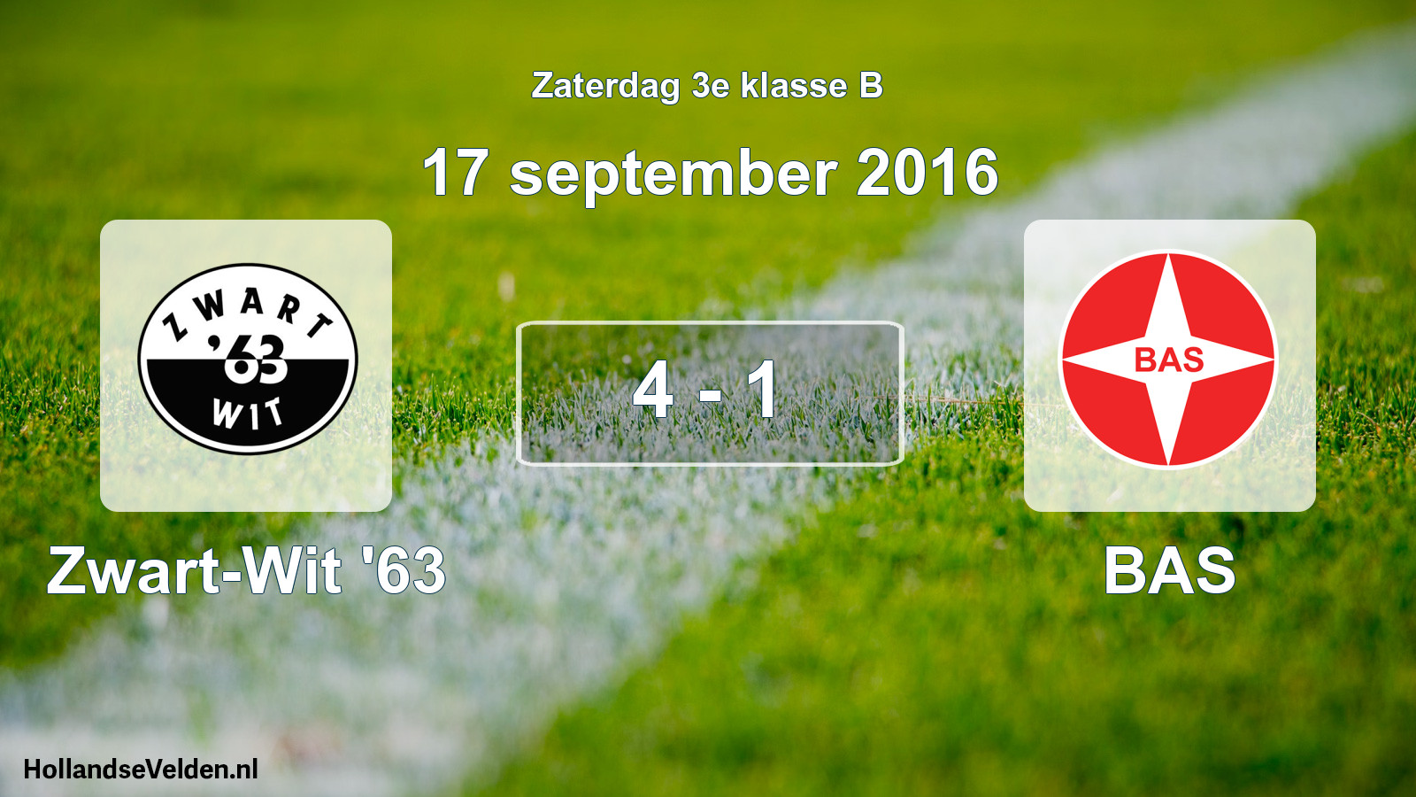 Total number of matches played: Zwart-Wit '63 - BAS 4 - 1 (17 September 2016)