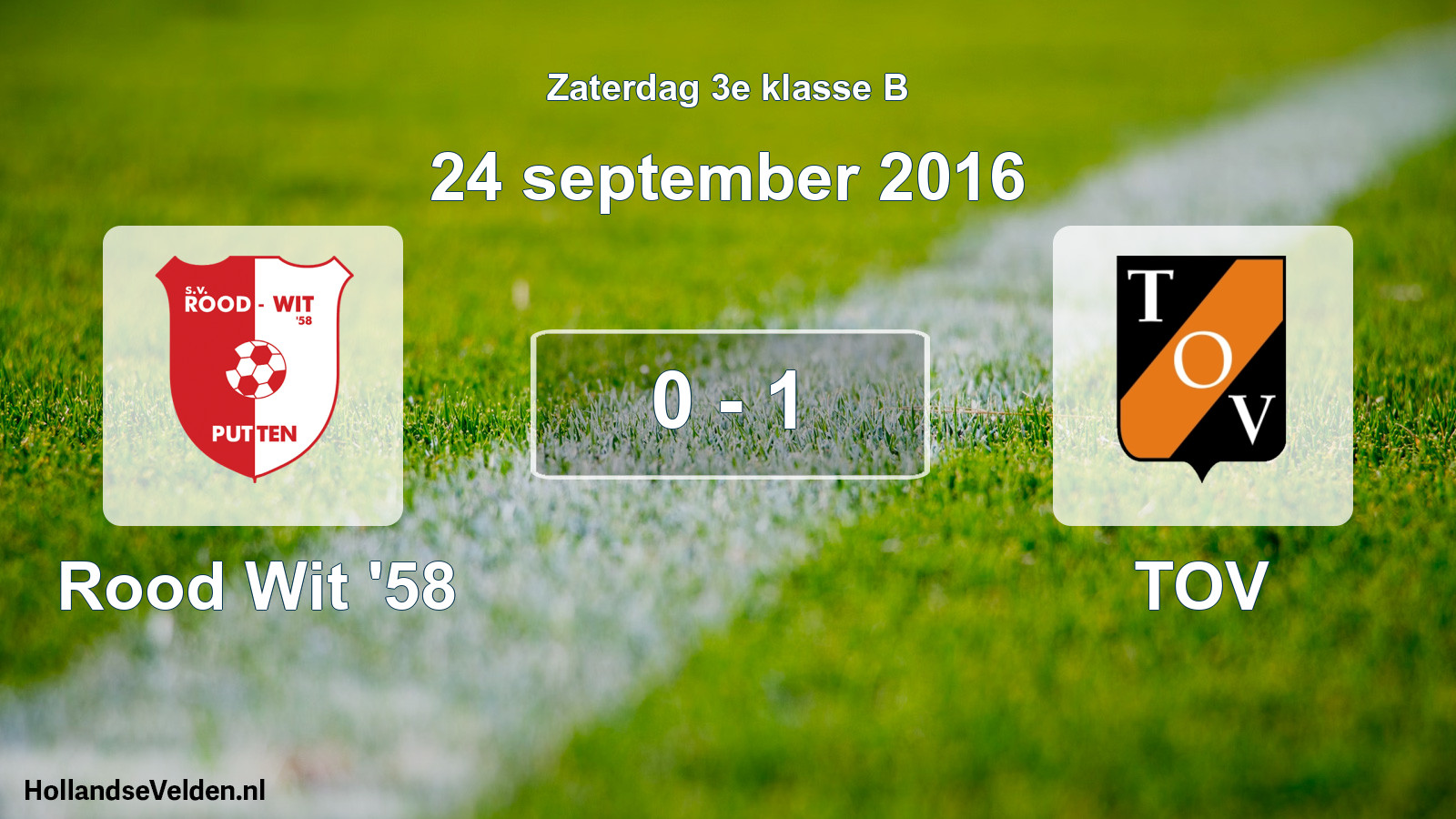 Total number of matches played: Rood Wit '58 - TOV 0 - 1 (24 September 2016)