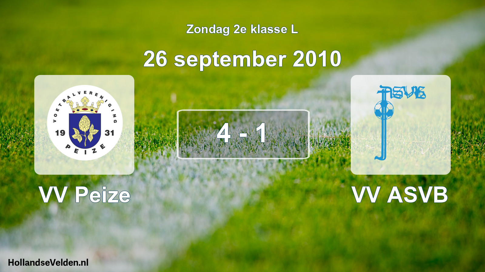 Total number of matches played: VV Peize - VV ASVB 4 - 1 (26 September 2010)