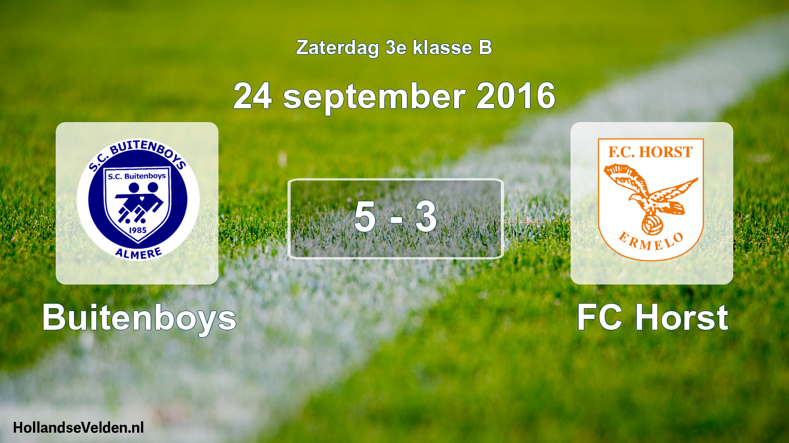 Total number of matches played: Buitenboys - FC Horst 5 - 3 (24 September 2016)