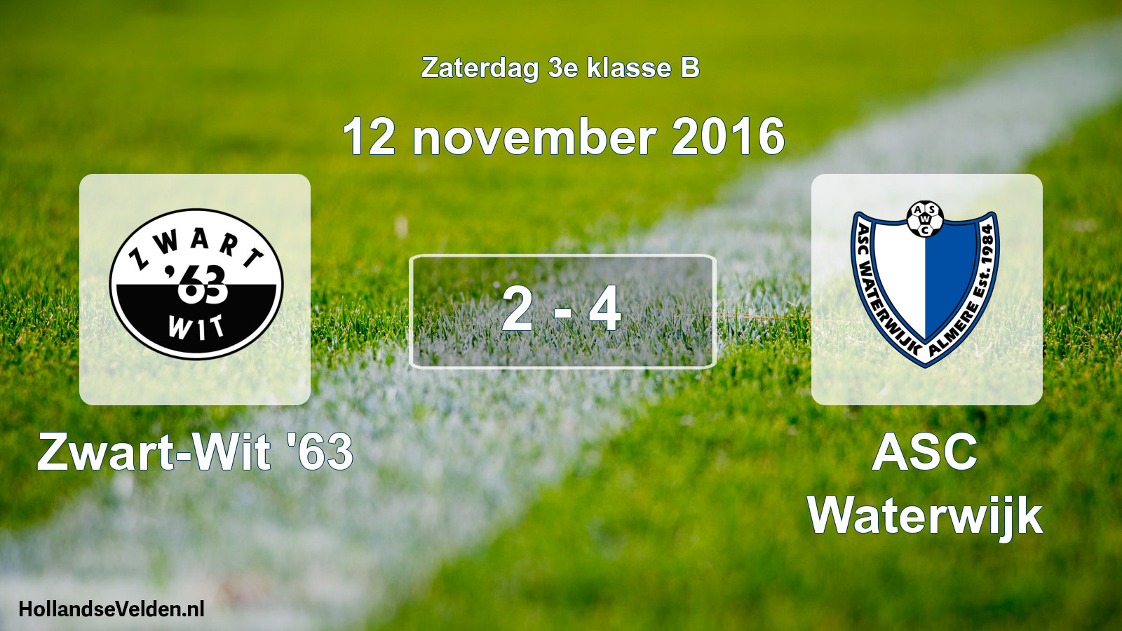 Total number of matches played: Zwart-Wit '63 - ASC Waterwijk 2 - 4 (12 November 2016)