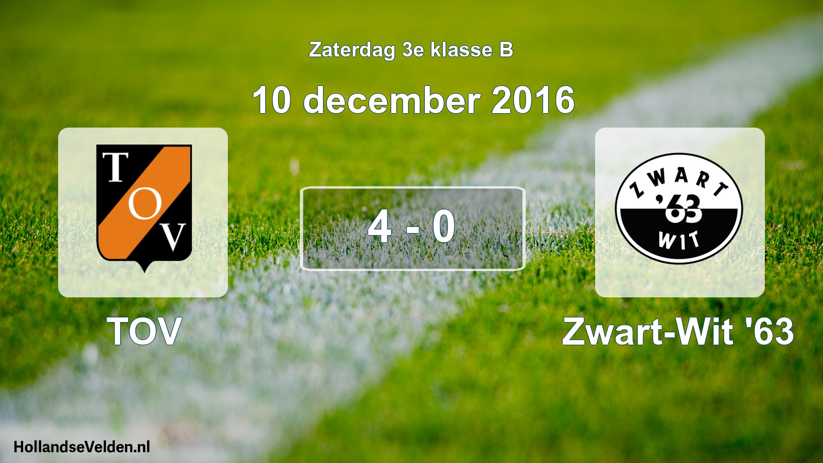 Total number of matches played: TOV - Zwart-Wit '63 4 - 0 (10 December 2016)