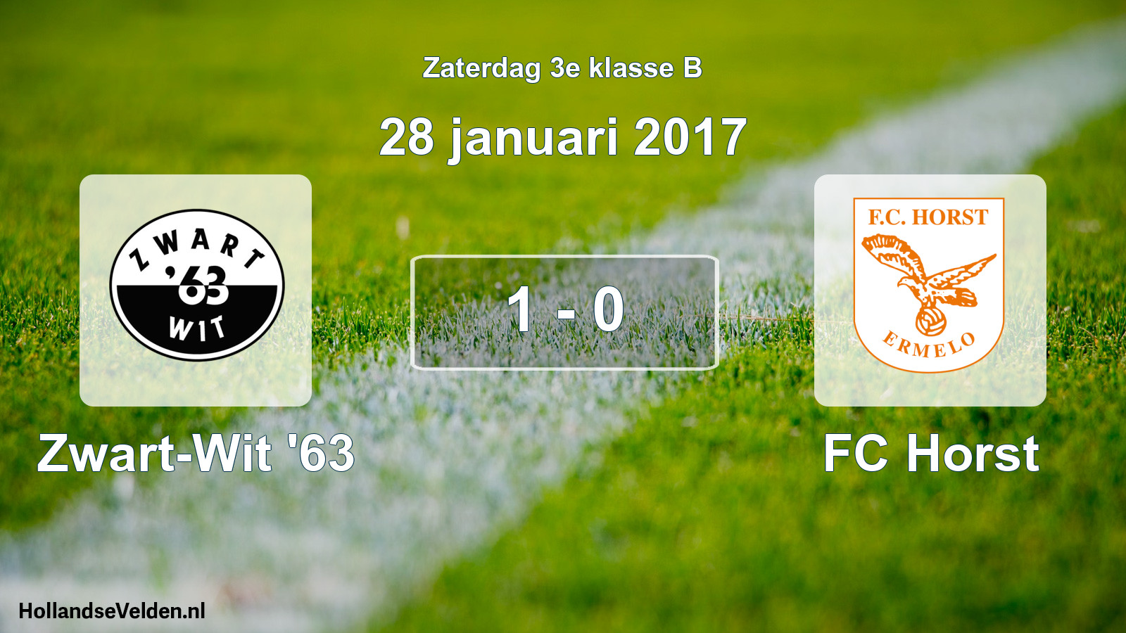 Total number of matches played: Zwart-Wit '63 - FC Horst 1 - 0 (28 January 2017)