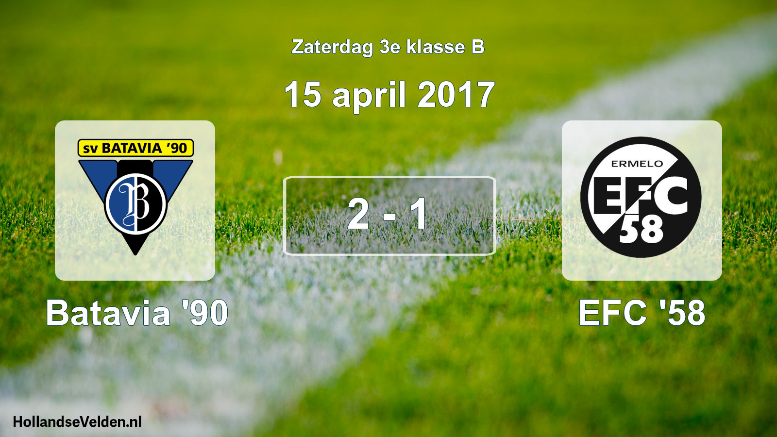 Total number of matches played: Batavia '90 - EFC '58 2 - 1 (15 April 2017)