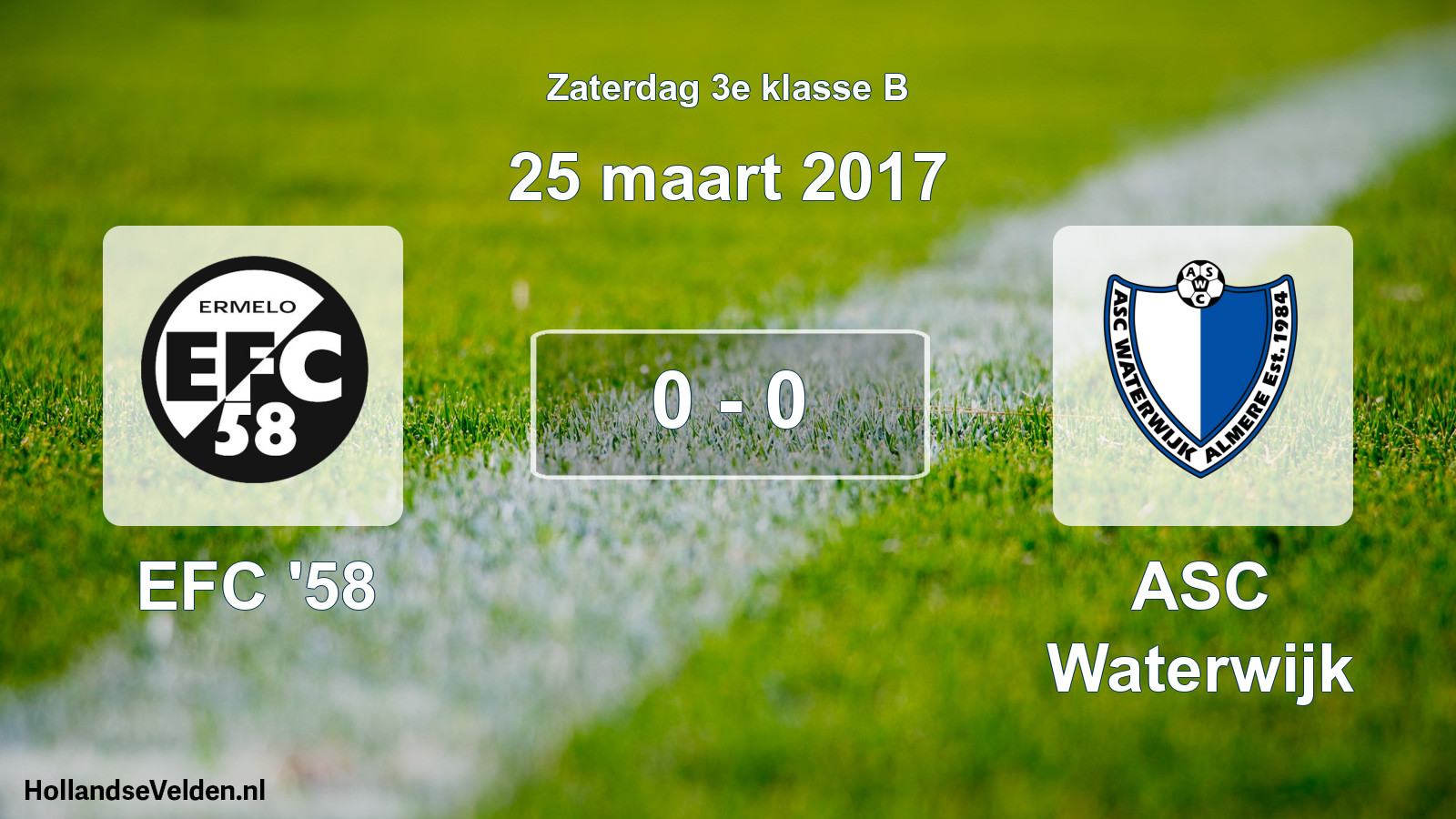 Total number of matches played: EFC '58 - ASC Waterwijk 0 - 0 (25 March 2017)