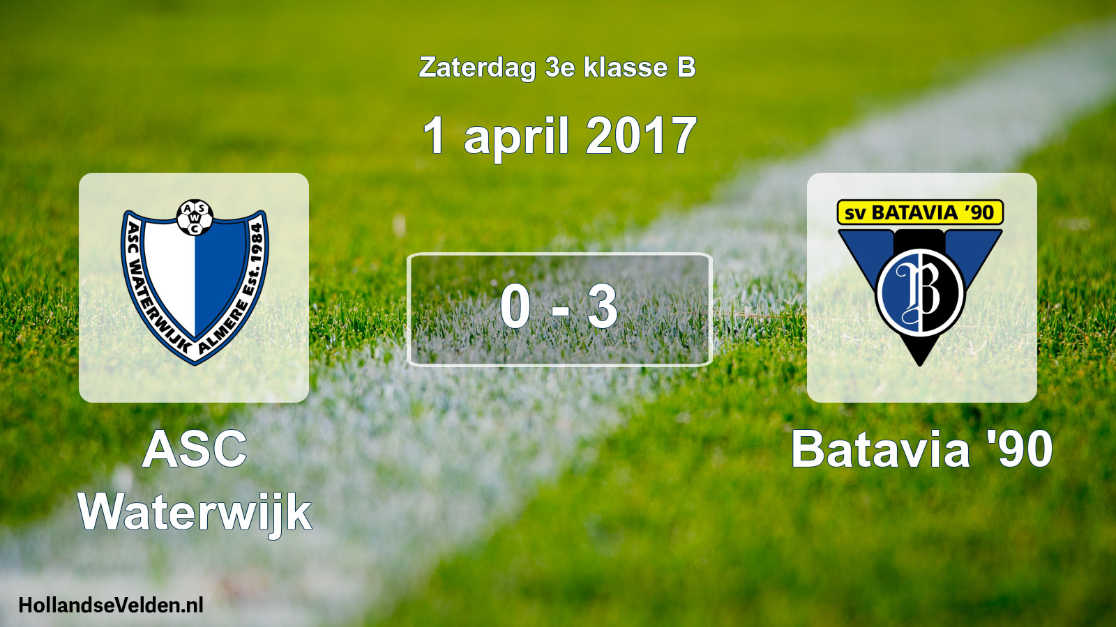 Total number of matches played: ASC Waterwijk - Batavia '90 0 - 3 (1 April 2017)