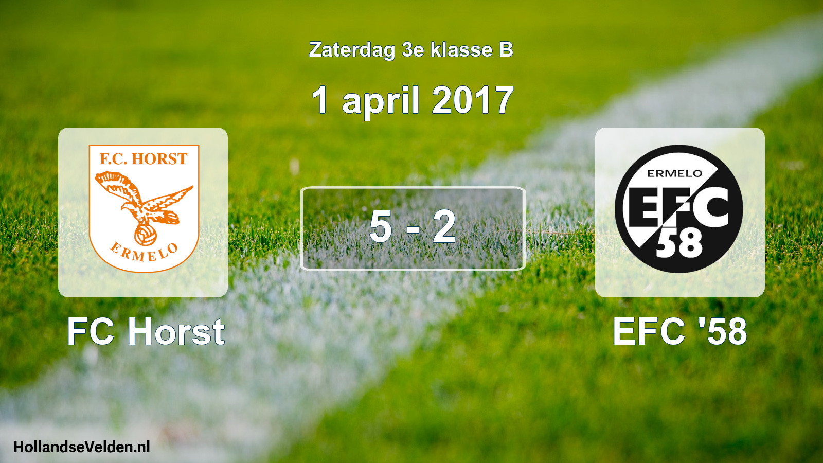 Total number of matches played: FC Horst - EFC '58 5 - 2 (1 April 2017)