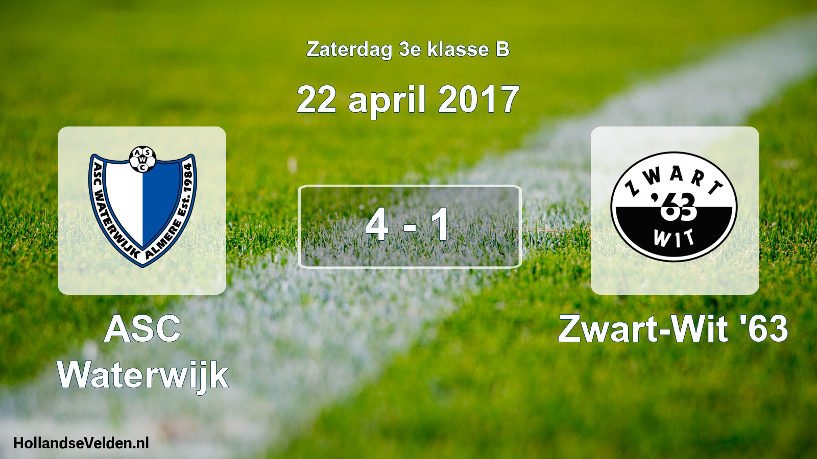 Total number of matches played: ASC Waterwijk - Zwart-Wit '63 4 - 1 (22 April 2017)