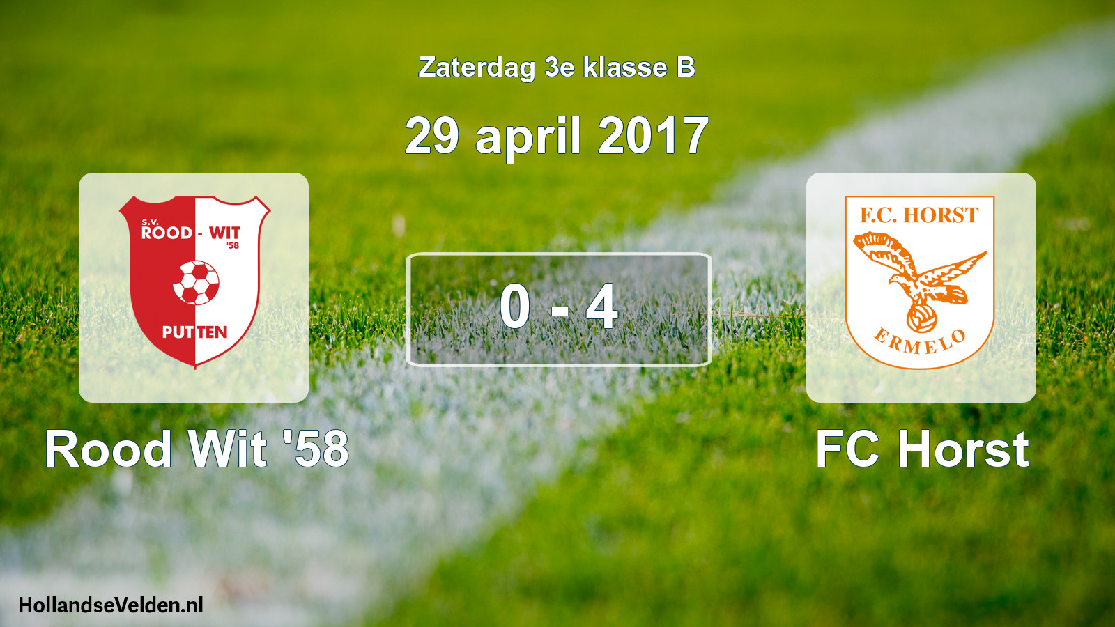 Total number of matches played: Rood Wit '58 - FC Horst 0 - 4 (29 April 2017)