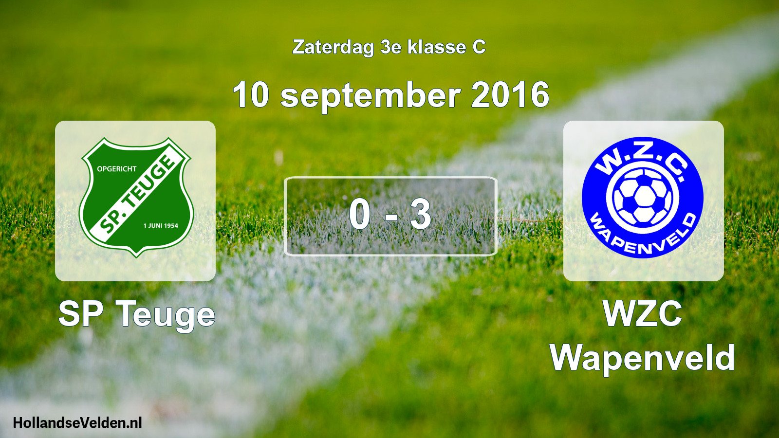 Total number of matches played: SP Teuge - WZC Wapenveld 0 - 3 (10 September 2016)