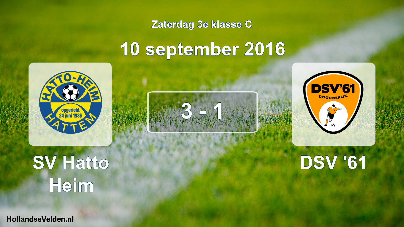 Total number of matches played: SV Hatto Heim - DSV '61 3 - 1 (10 September 2016)