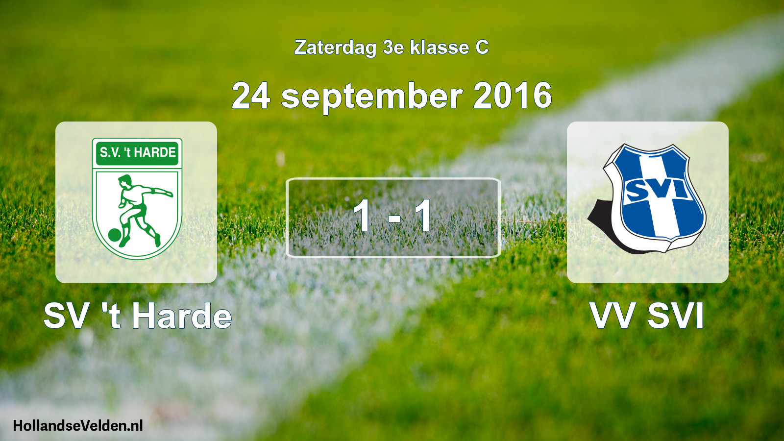 Total number of matches played: SV 't Harde - VV SVI 1 - 1 (24 September 2016)