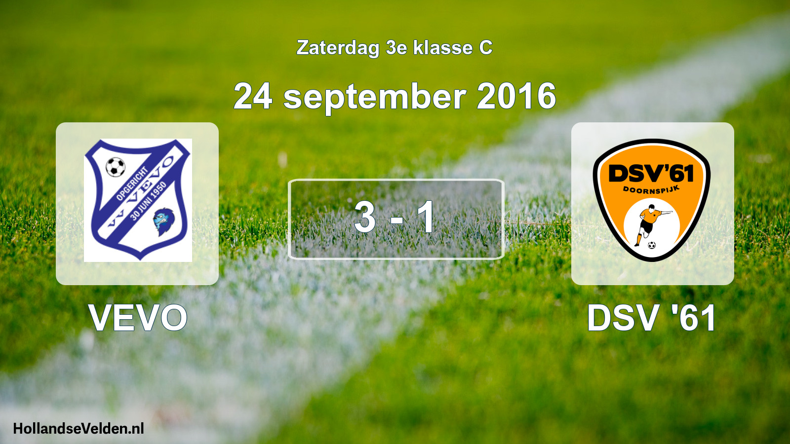 Total number of matches played: VEVO - DSV '61 3 - 1 (24 September 2016)