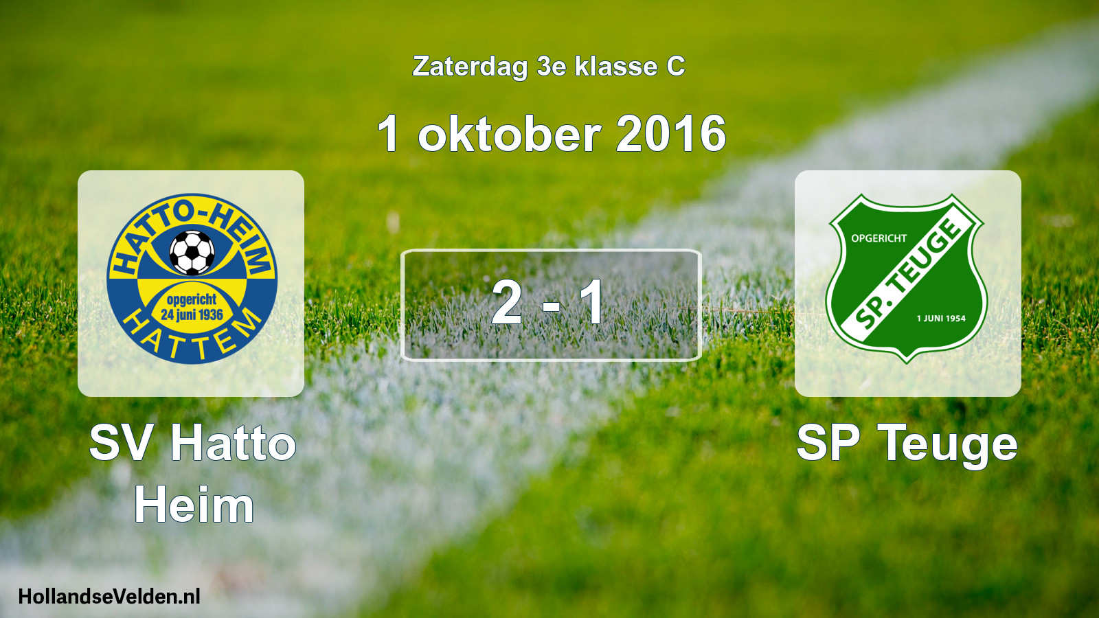 Total number of matches played: SV Hatto Heim - SP Teuge 2 - 1 (1 October 2016)