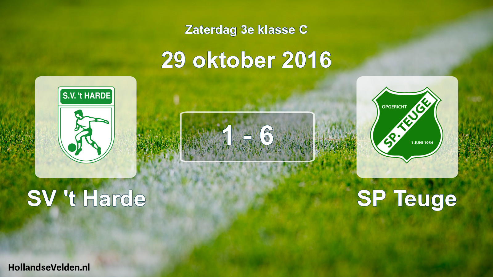 Total number of matches played: SV 't Harde - SP Teuge 1 - 6 (29 October 2016)