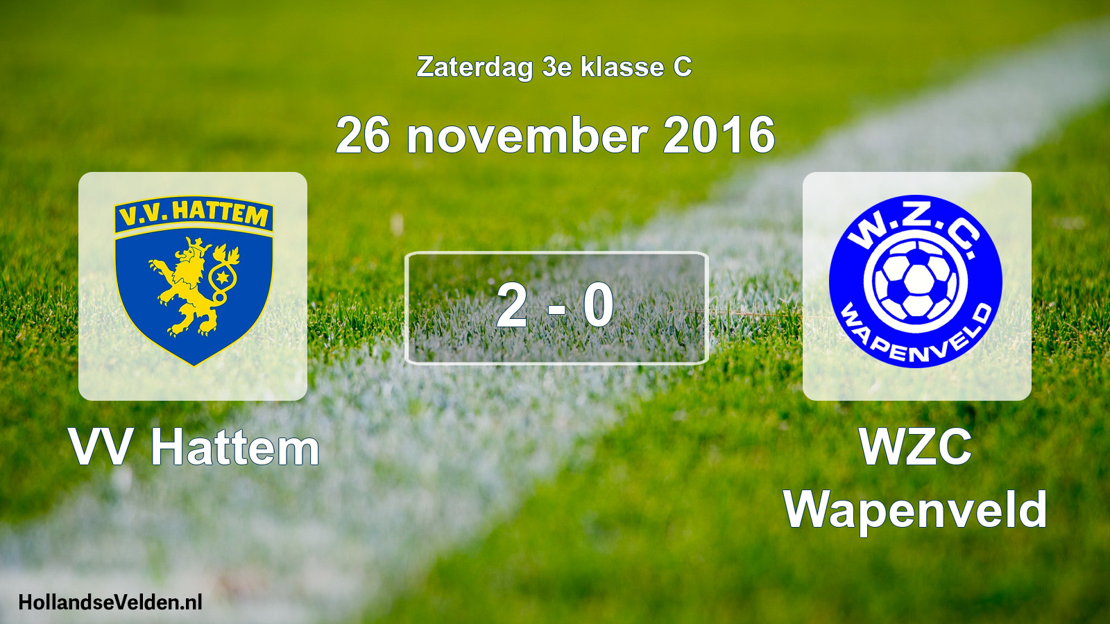 Total number of matches played: VV Hattem - WZC Wapenveld 2 - 0 (26 November 2016)