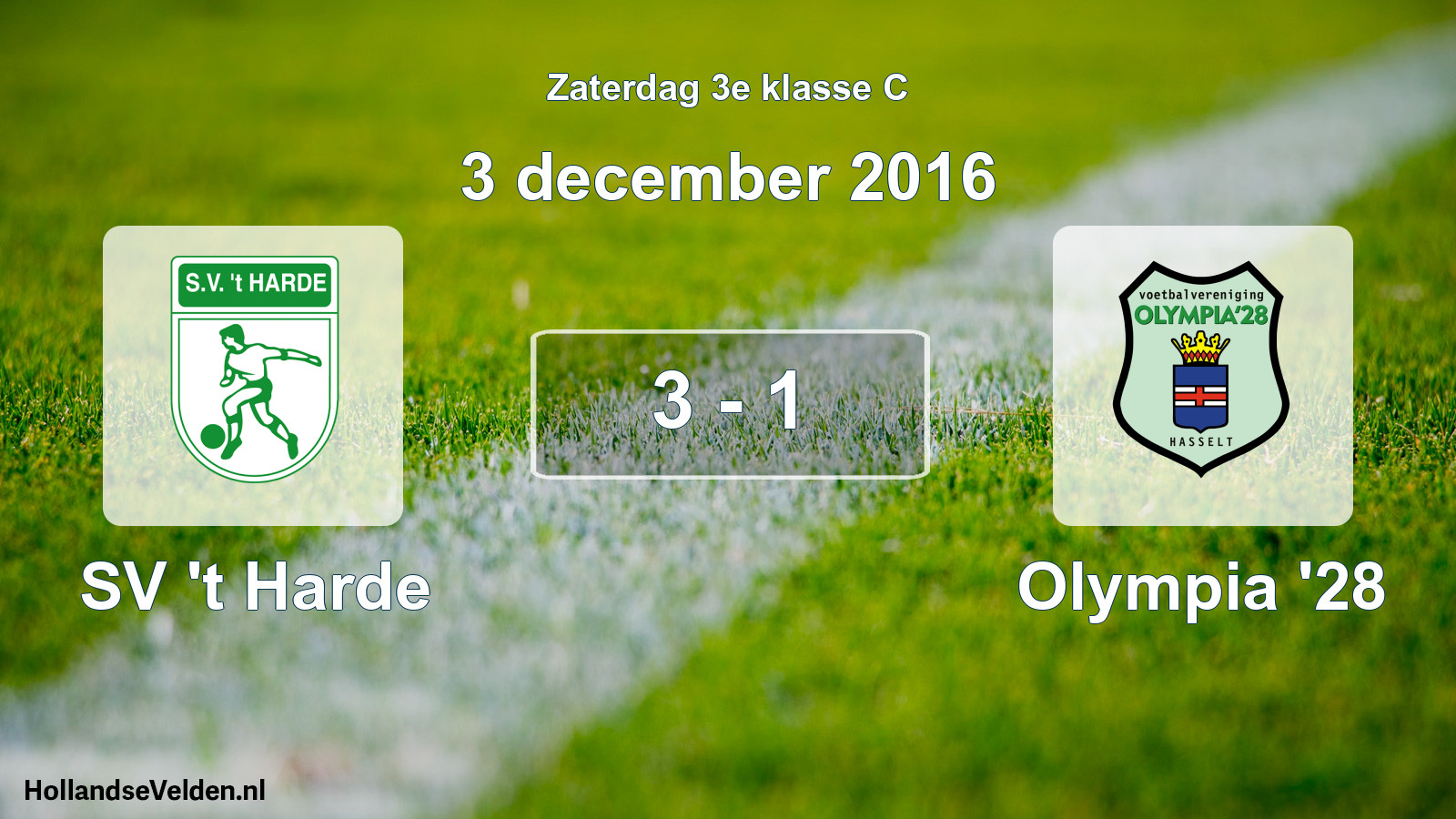 Total number of matches played: SV 't Harde - Olympia '28 3 - 1 (3 December 2016)