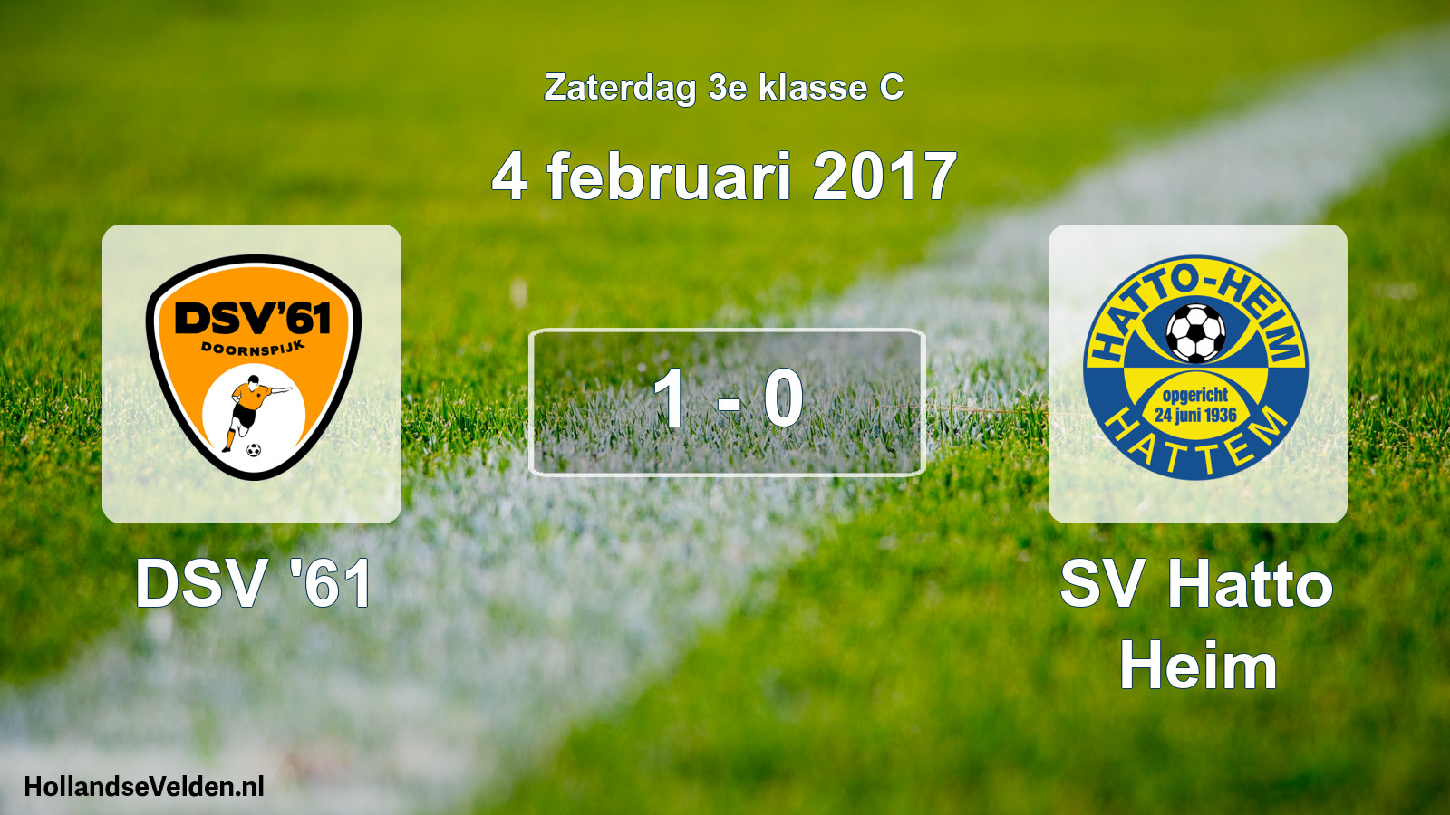 Total number of matches played: DSV '61 - SV Hatto Heim 1 - 0 (4 February 2017)