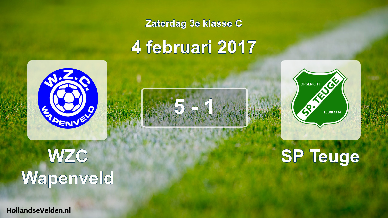 Total number of matches played: WZC Wapenveld - SP Teuge 5 - 1 (4 February 2017)