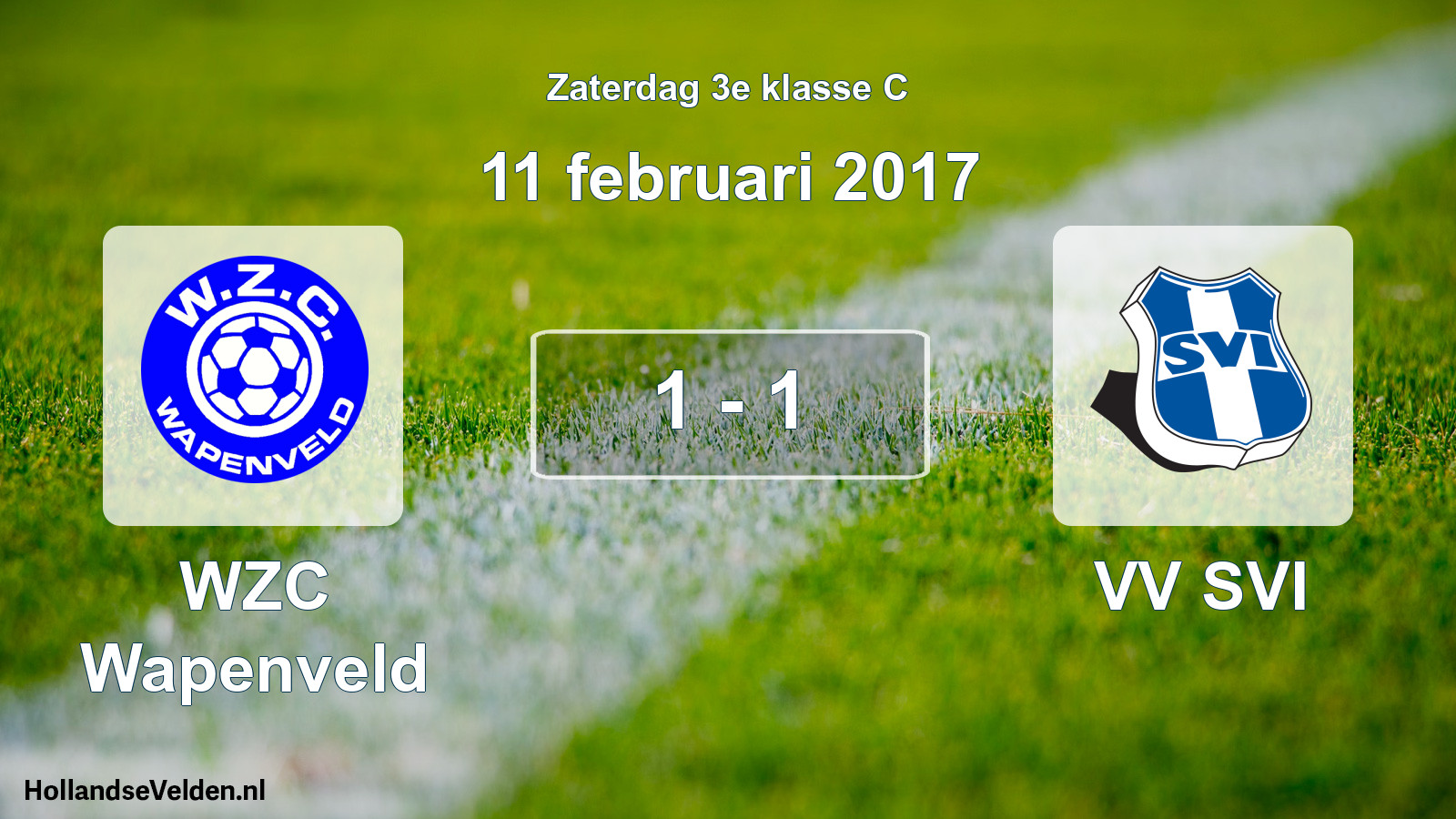 Total number of matches played: WZC Wapenveld - VV SVI 1 - 1 (11 February 2017)