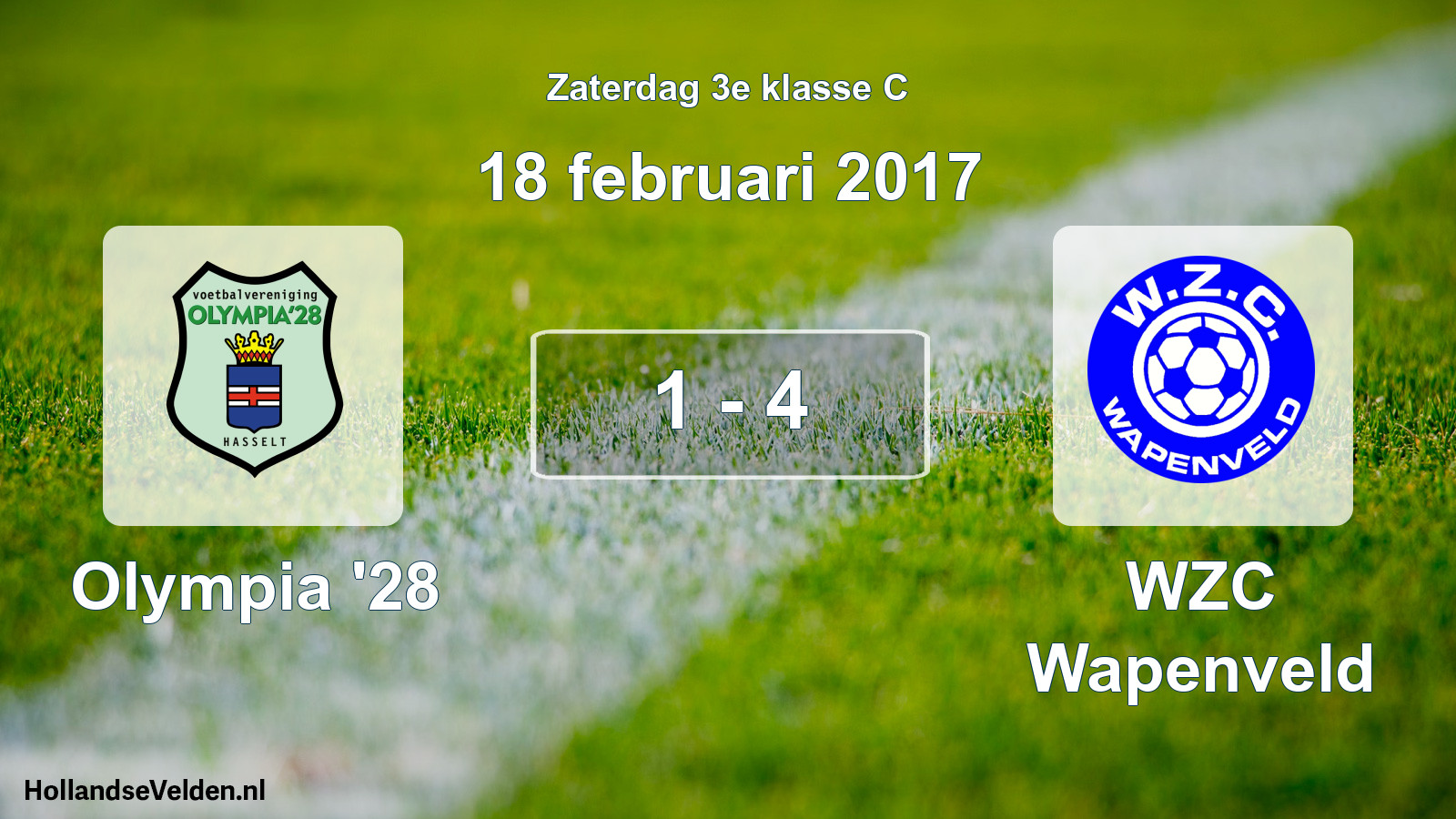 Total number of matches played: Olympia '28 - WZC Wapenveld 1 - 4 (18 February 2017)