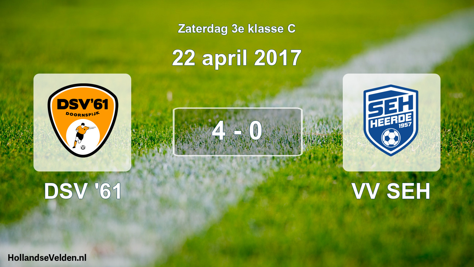 Total number of matches played: DSV '61 - VV SEH 4 - 0 (22 April 2017)