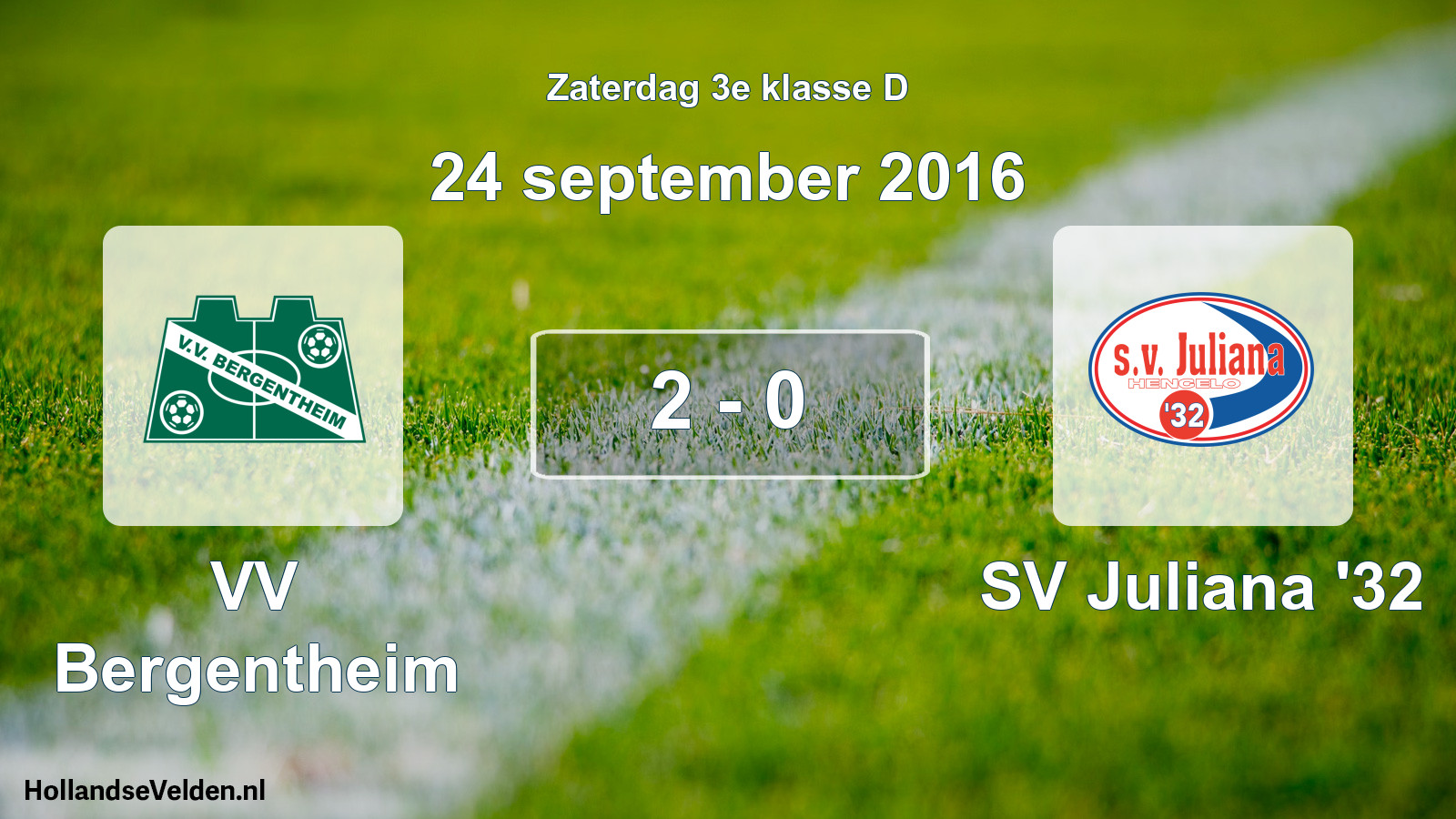Total number of matches played: VV Bergentheim - SV Juliana '32 2 - 0 (24 September 2016)