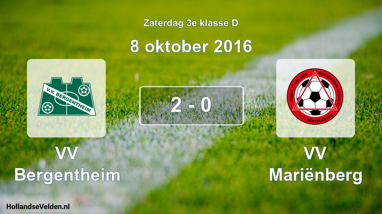 Total number of matches played: VV Bergentheim - VV Mariënberg 2 - 0 (8 October 2016)