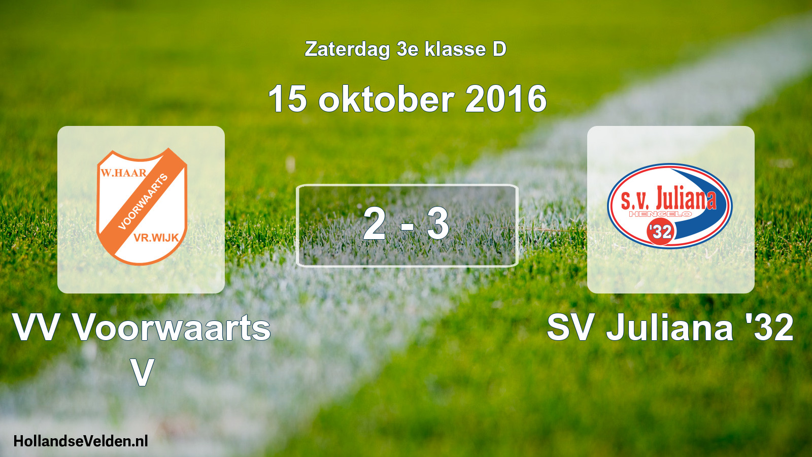 Total number of matches played: VV Voorwaarts V - SV Juliana '32 2 - 3 (15 October 2016)