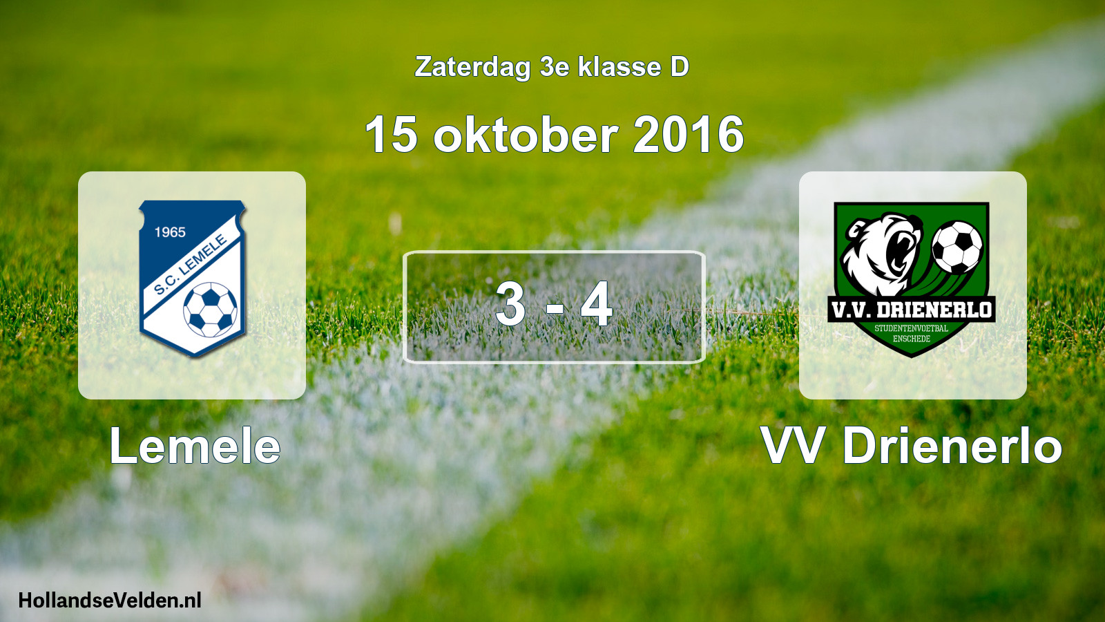 Total number of matches played: Lemele - VV Drienerlo 3 - 4 (15 October 2016)